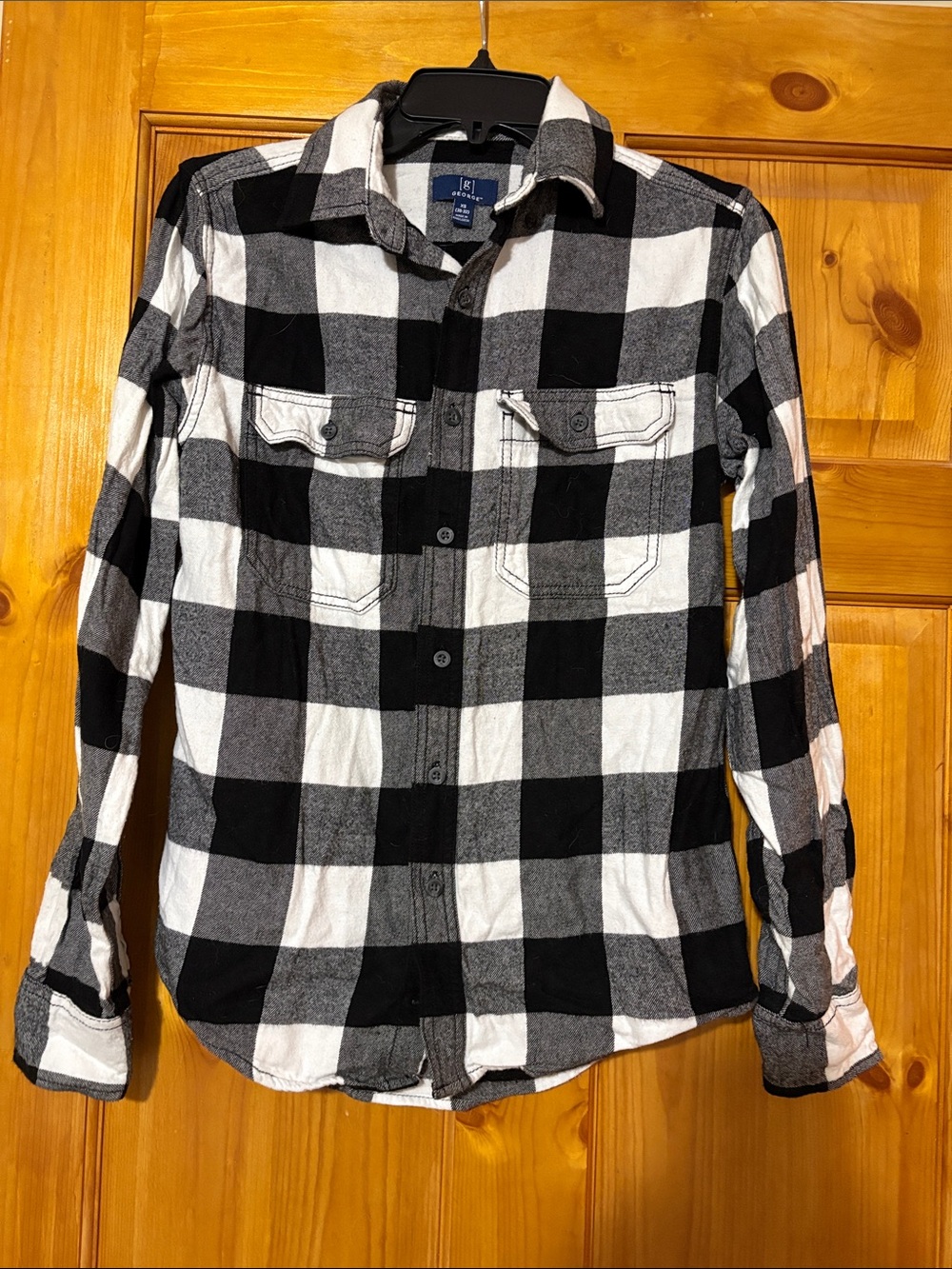 Men's Black & White Buffalo Plaid flannel Button-Up Shirt